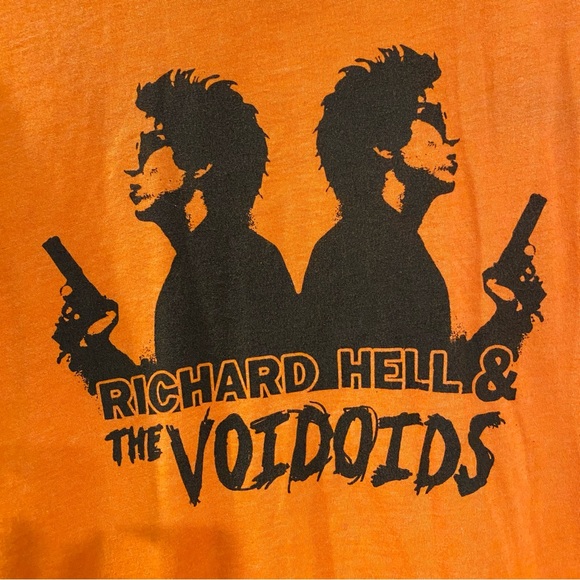 Men's Vintage 90s Richard Hell & The Voidoids Orange Double Gun Graphic Band Tee - Picture 4 of 8